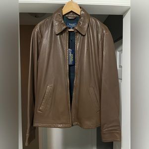Ralph Lauren Brown Leather Jacket XS NWT